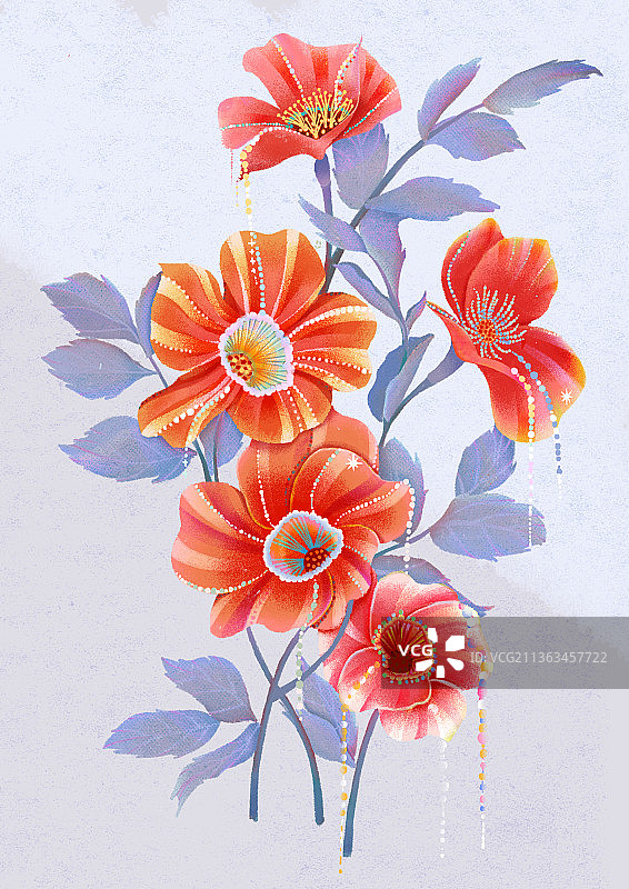 唯美花束插画图片素材