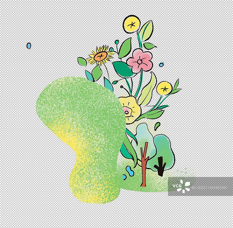 花朵清新绿色点缀图案 插画小背景 氛围 装饰图片素材