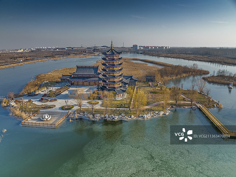 东平湖晴天风光图片素材
