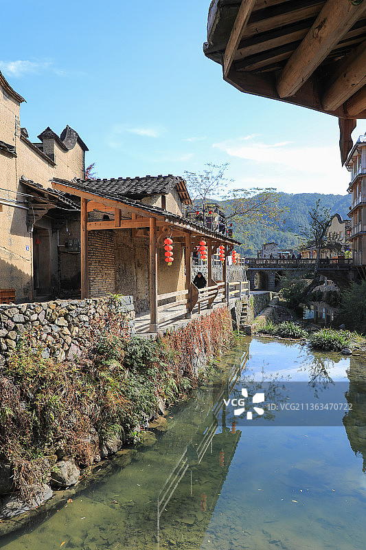 乡村振兴新农村建设美丽乡村屏南龙潭里古村落土坯墙建筑图片素材