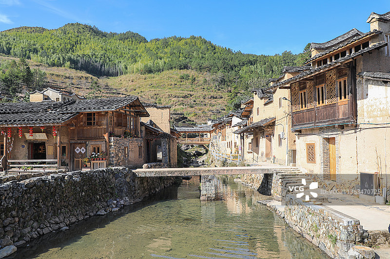 乡村振兴新农村建设美丽乡村屏南龙潭里古村落土坯墙建筑图片素材