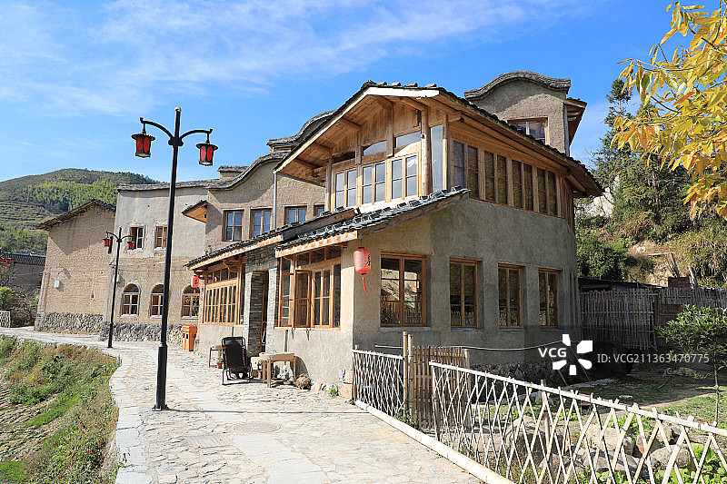 乡村振兴新农村建设美丽乡村屏南龙潭里古村落土坯墙建筑图片素材