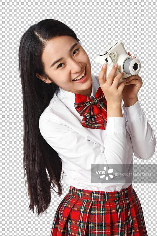 青春活力的青年学生照相图片素材