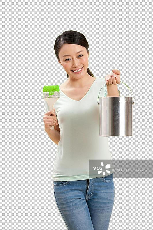 青年女人快乐装修图片素材