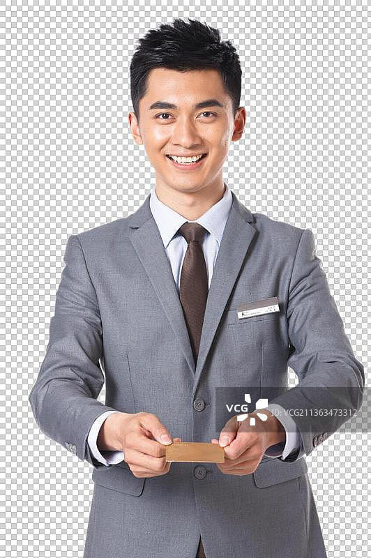 商务男士递送名片图片素材