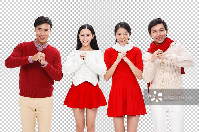 快乐拜年的年轻人图片素材