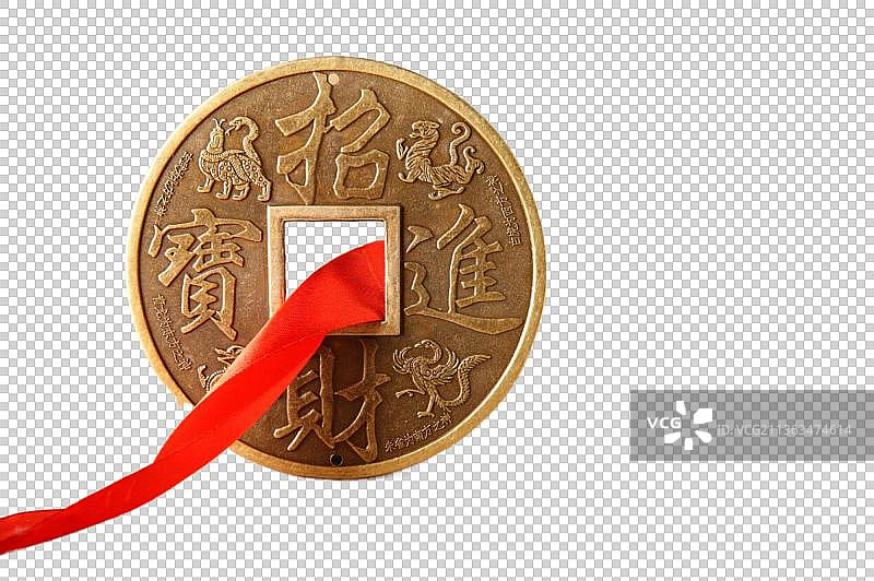 铜钱丝带图片素材