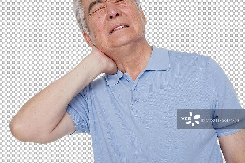 老年男人脖子疼痛图片素材