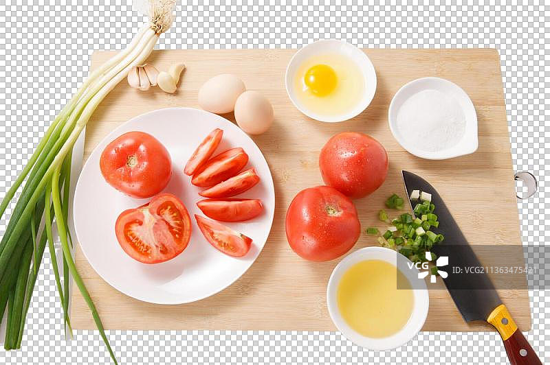 炒西红柿鸡蛋的食材图片素材