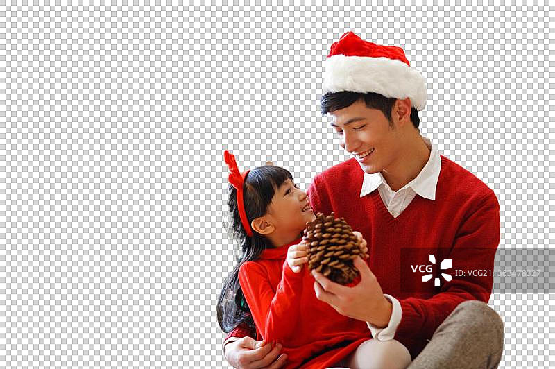 一家三口过圣诞节图片素材