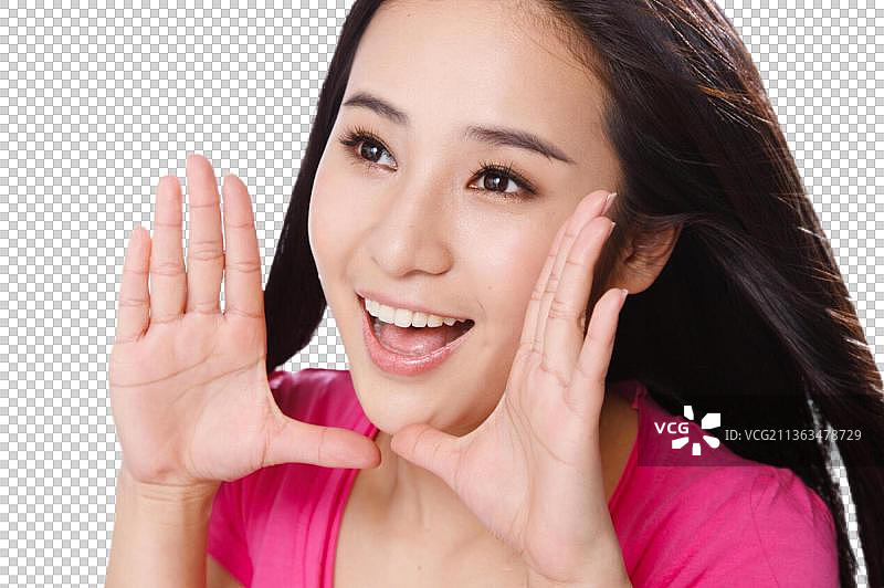 青春活力的年轻女孩呼喊图片素材
