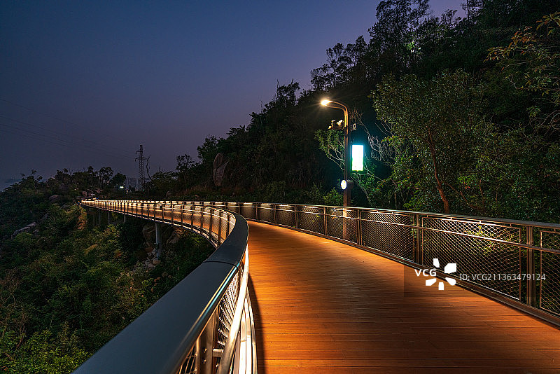 珠海石景山景山道观海段夜景图片素材