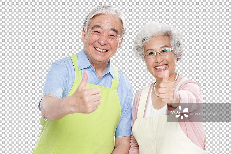 老年夫妇竖起大拇指图片素材