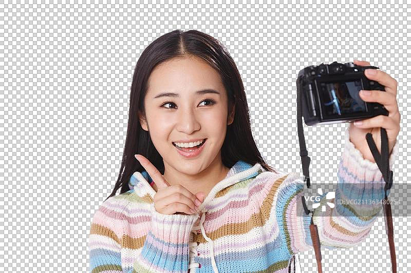 青春活力的年轻女孩自拍照图片素材