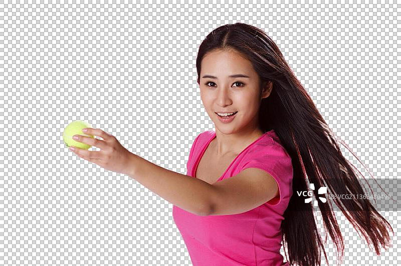 青春活力的年轻女孩打网球图片素材