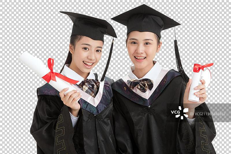 中学女生穿着学士服图片素材