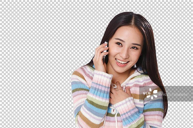 青春活力的年轻女孩打电话图片素材