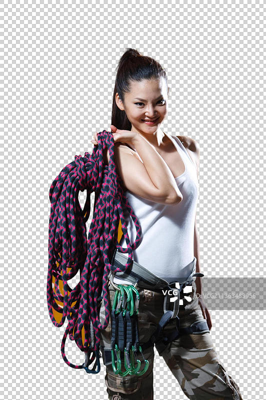 东方女人户内攀岩图片素材