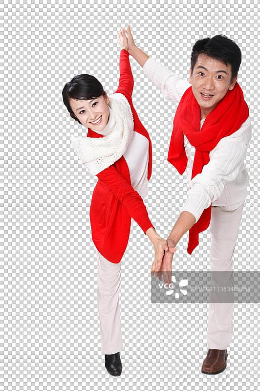 东方夫妇过圣诞节图片素材