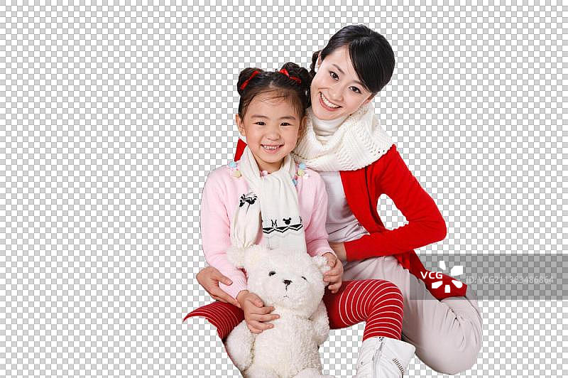 东方母女过圣诞节图片素材