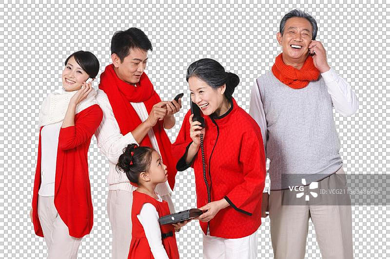 东方家庭过年打电话图片素材