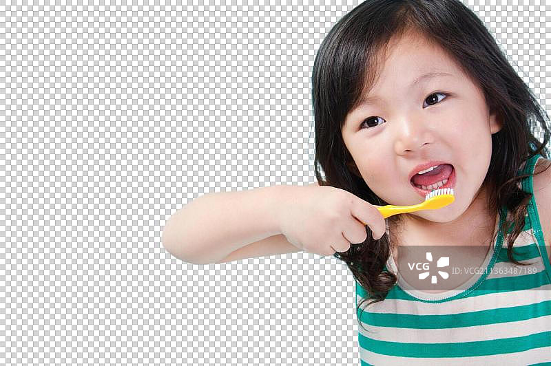 东方儿童刷牙图片素材