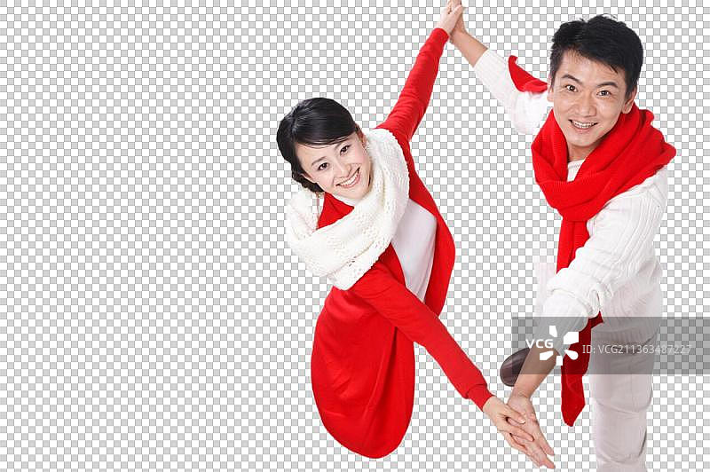 东方夫妇过圣诞节图片素材