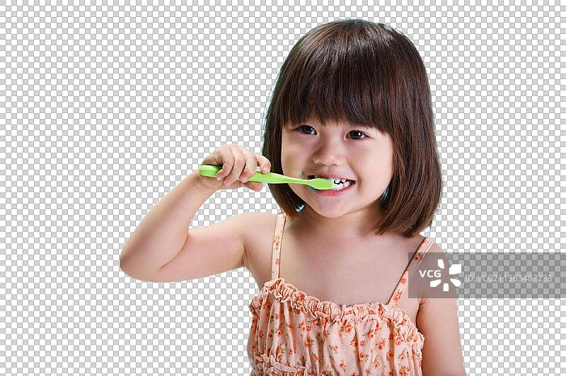 东方儿童刷牙图片素材