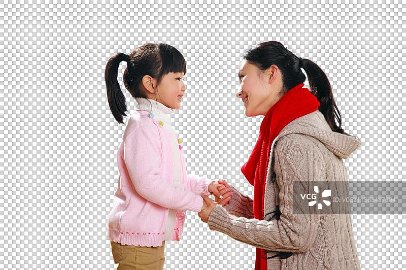 东方母女户外郊游图片素材