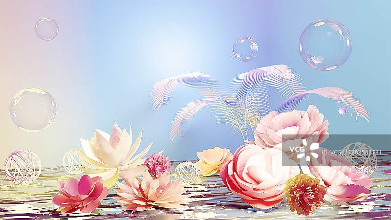 水面上的花朵图片素材