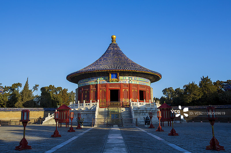 冬日早晨北京天坛古建风光图片素材