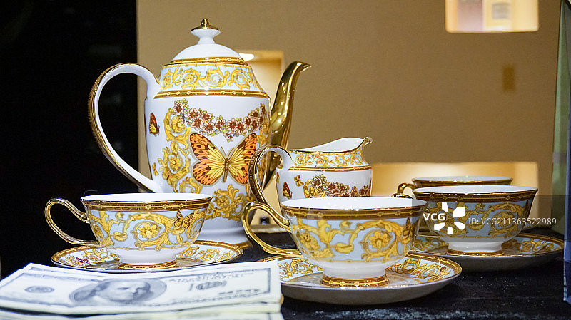 中国室内的欧式华贵的茶具图片素材