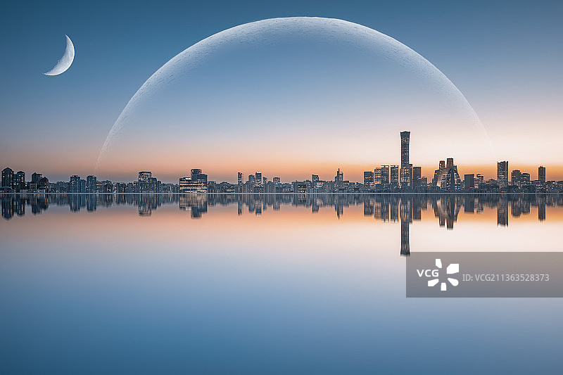 北京国贸夜景商务区城市全景图片图片素材