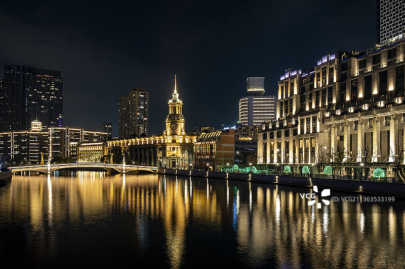 城市风光地标建筑外滩夜景图片素材