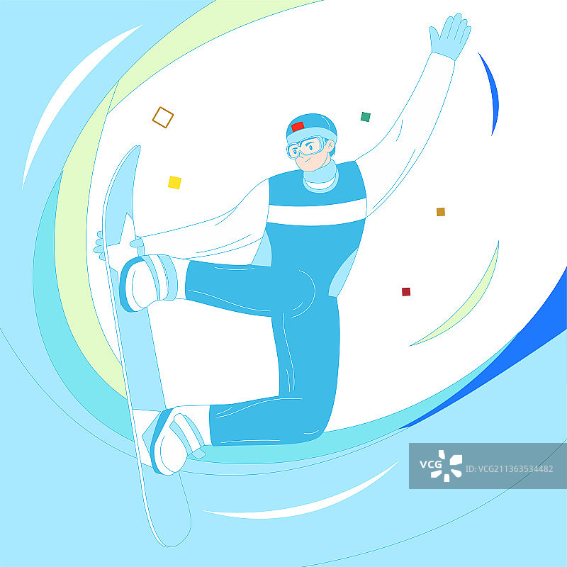 滑雪运动单板滑雪项目矢量人物插画图片素材