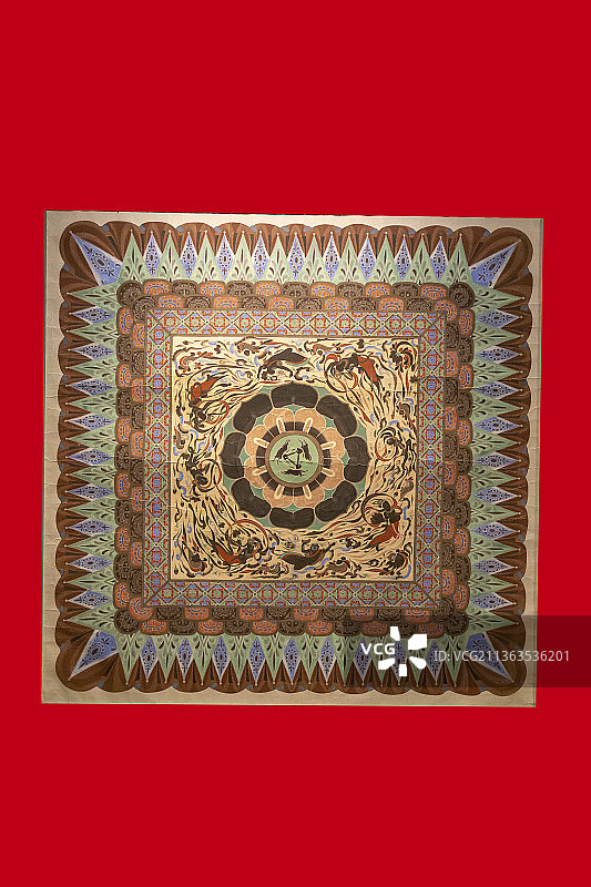 北京故宫敦煌特展：三兔飞天藻井（莫高窟第407窟，隋）图片素材