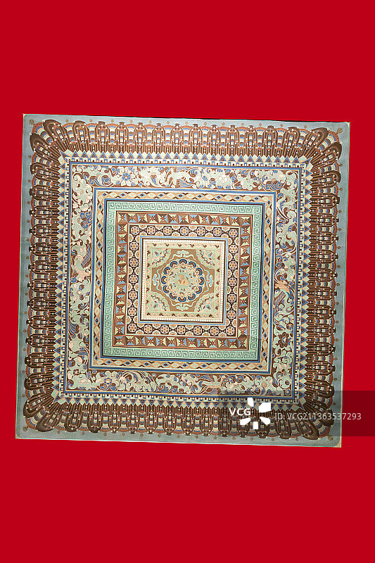 北京故宫敦煌特展：三兔飞天藻井（狮子莲花藻井，莫高窟第85窟，中唐）图片素材