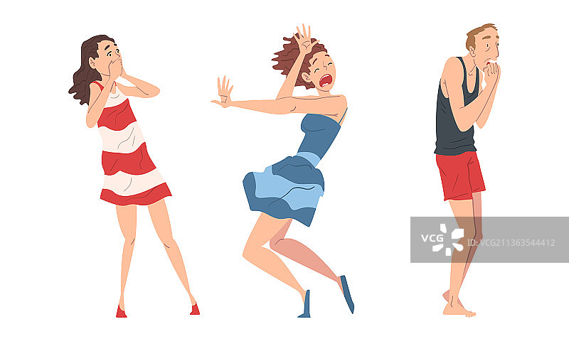 惊慌的男人和女人，害怕着什么图片素材