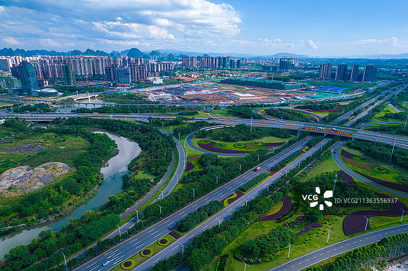 广西桂林临桂新区航拍图片素材