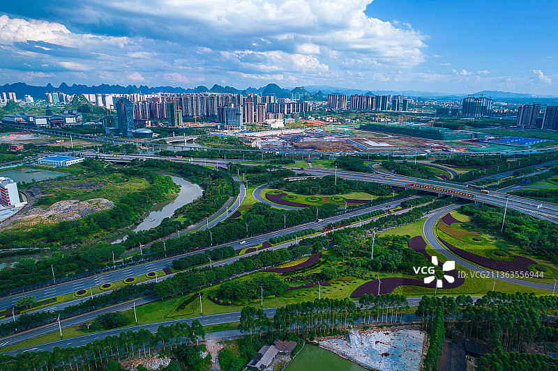 广西桂林临桂新区航拍图片素材