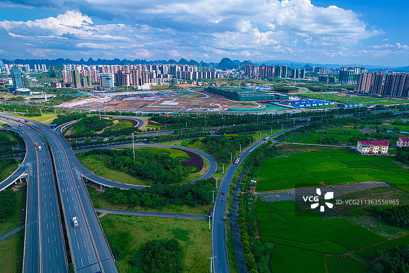 广西桂林临桂新区航拍图片素材