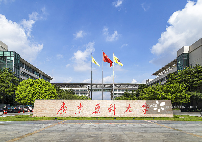 蓝天下广东药科大学大门外观图片素材