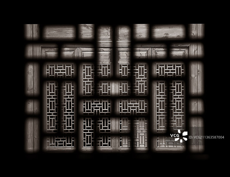 古建筑木窗户图片素材