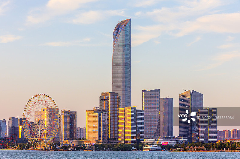 江苏苏州工业园区金鸡湖景区图片素材