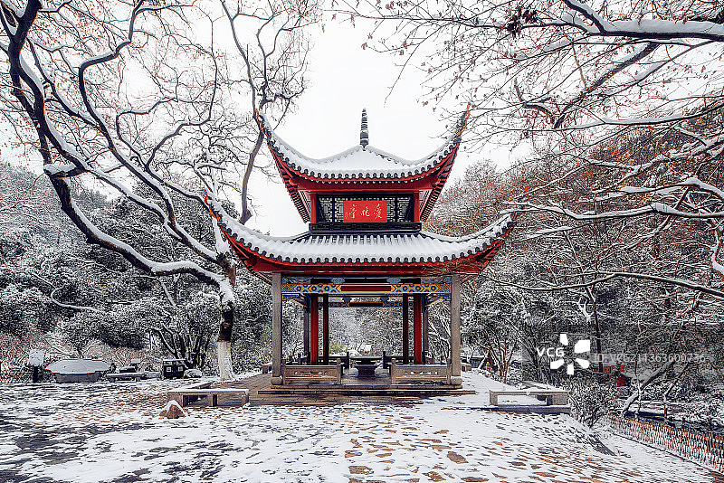 长沙爱晚亭雪景高清壁纸图片素材