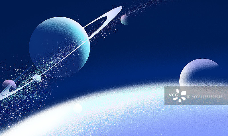 宇宙星球星云蓝色太空插画图片素材