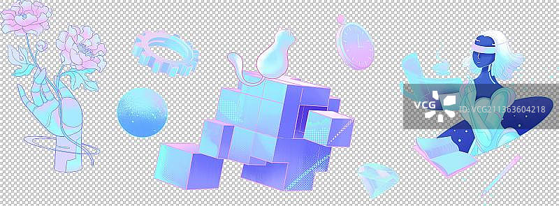 元宇宙未来人工智能方块插画图片素材