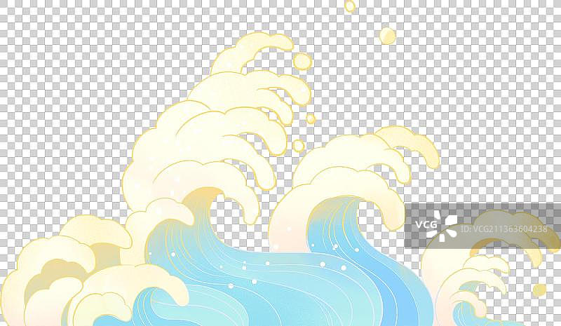 中国风浪花国潮插画图片素材