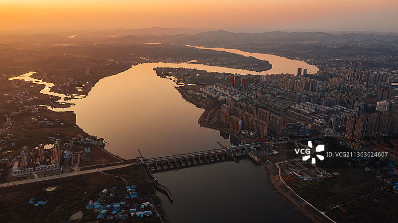 日落湘江图片素材