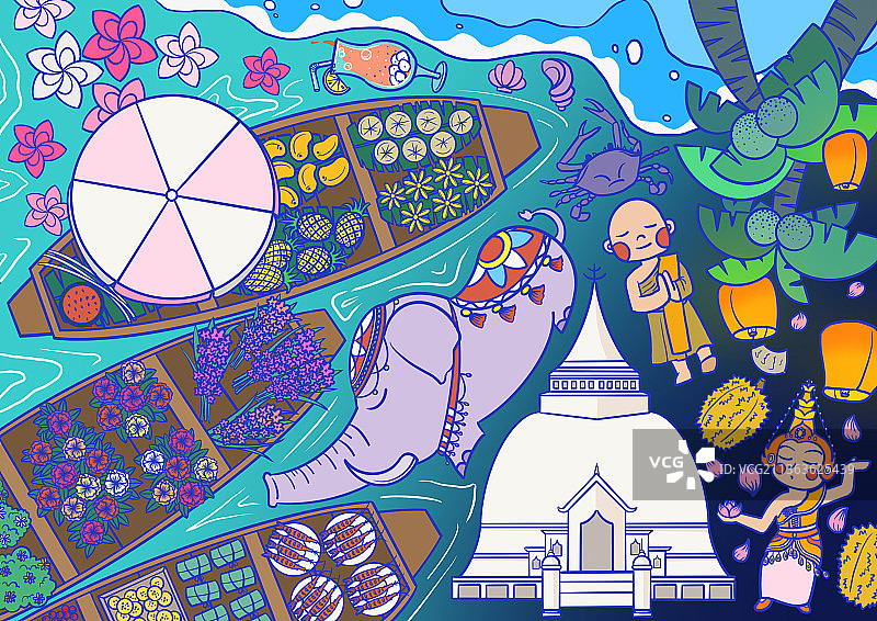 泰国风情画图片素材